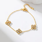 Flower Clover Zircon Stainless Steel Bracelet 2025 Trendy Wrist Chain