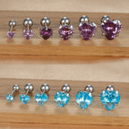 1PC Fashion Zircon Heart Helix Tragus Piercing Stud Earrings Steel