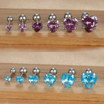 1PC Fashion Zircon Heart Helix Tragus Piercing Stud Earrings Steel