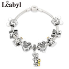 Pink Crystal Bead Charm Bracelet Colourful Enamel Handmade DIY Jewellery