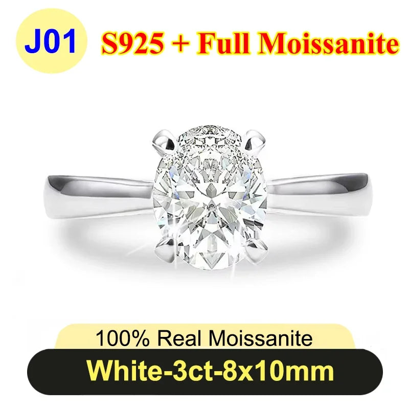 PureNew 1ct-4ct Radiant Cut Full Moissanite Diamond Rings For Women Original 925 Silver Luxury Oval Cut Lady's Diamond Ring 2025