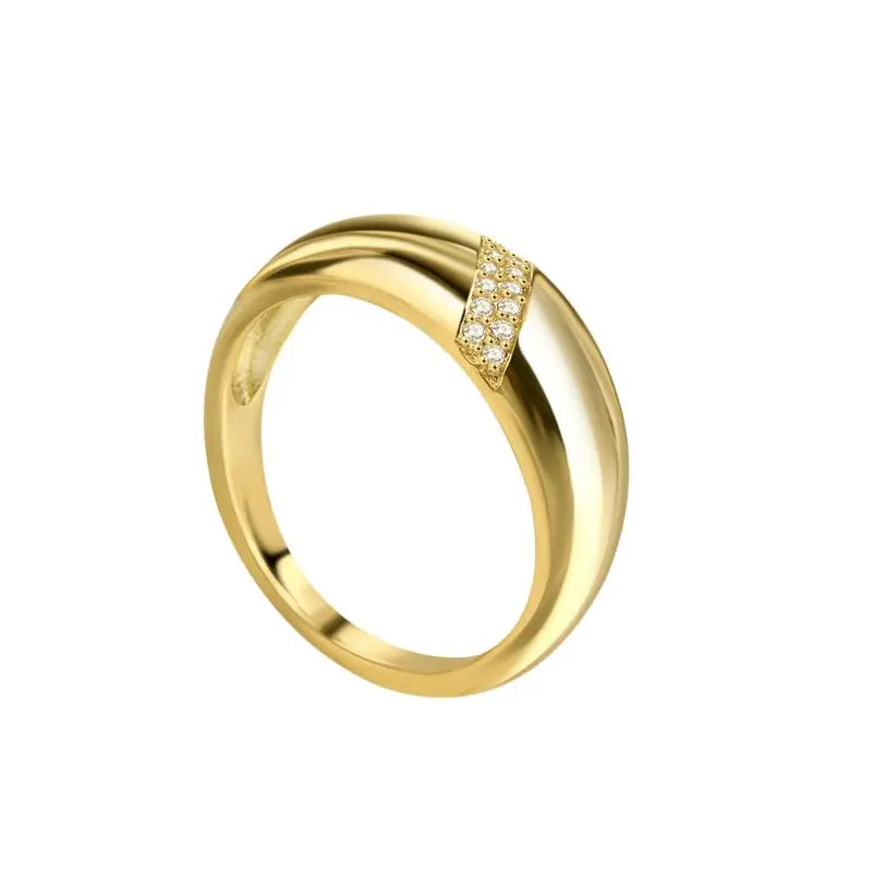 925 Sterling Silver Gold Colour Ring Fashion Classic Simple Couple's Wedding Engagement Jewellery