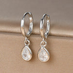 Vintage Gold Plated Zircon Huggie Hoop Earrings Water Drop Punk