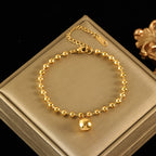 Metal Beads Heart Stainless Steel Bracelet Bangle Gold Colour Gift