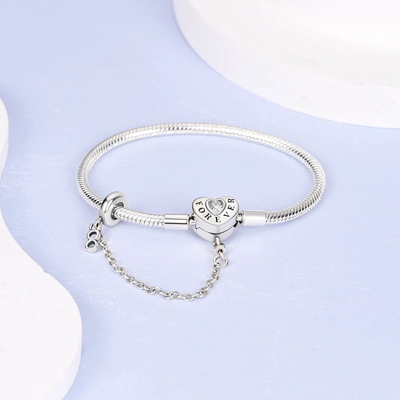 925 Sterling Silver Forever Love Peach Heart Bracelets Star Moon Airplane Earth Bracelets For Women Fit DIY Charms Party Jewelry