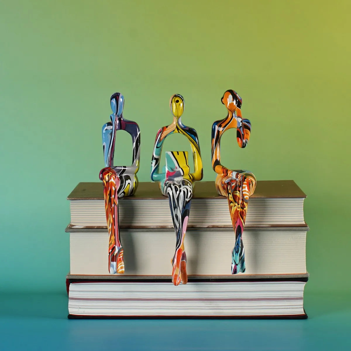 Set of 3 Abstract Figurines Nordic The Thinker Modern Art Sculpture Bookshelf Decor
