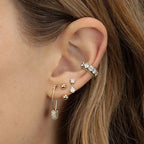 2022 Stainless Steel Zircon Square Chain Hoop Earrings Small Pendant