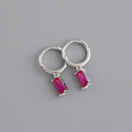 New Stainless Steel Cubic Zirconia Hoop Earrings Small Pendant