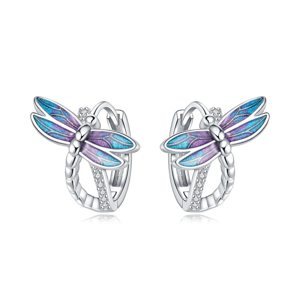 925 Sterling Silver Bees Butterflies Zircon Circle Hoop Earrings Jewellery Gift