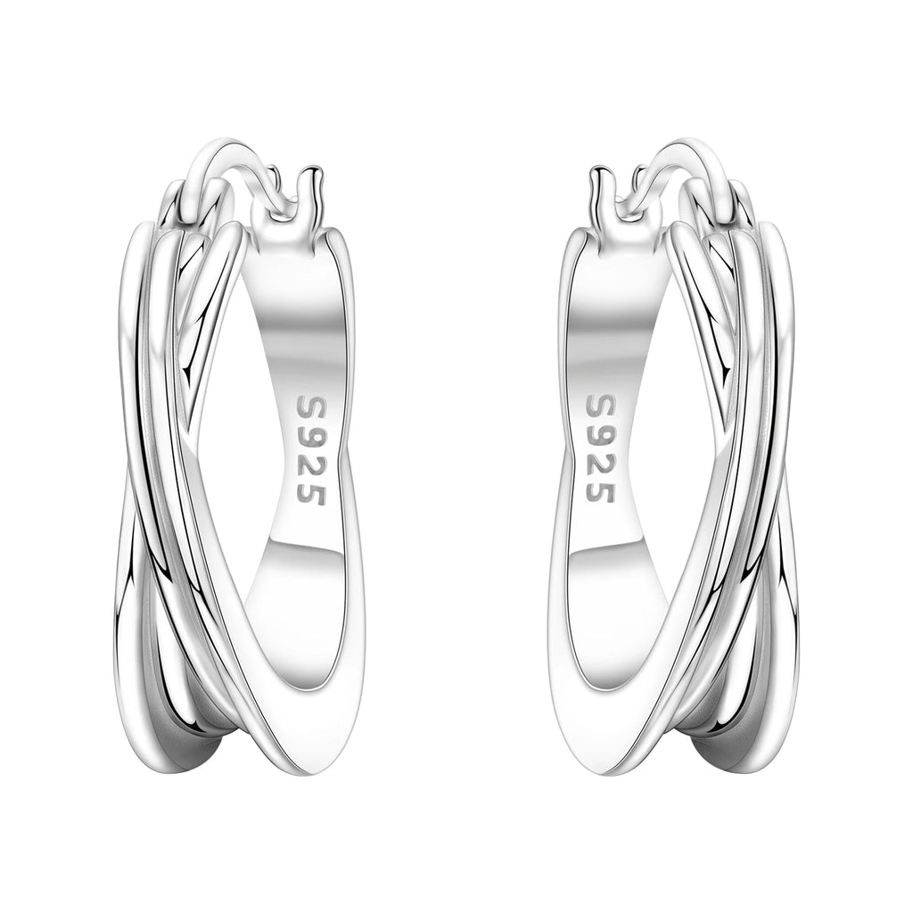 925 Sterling Silver U-shaped Simple Versatile Hoop Earrings Jewellery Gift