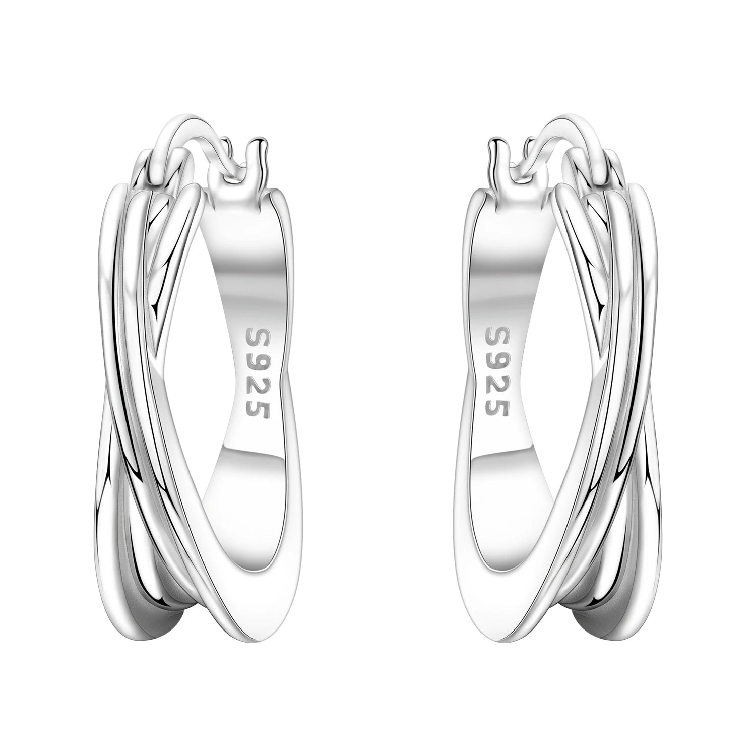 925 Sterling Silver Curve Weaving Large Circle Versatile Hoop Earrings Gift