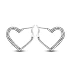 925 Sterling Silver Simple Love Heart Zircon Circle Hoop Earrings Jewellery