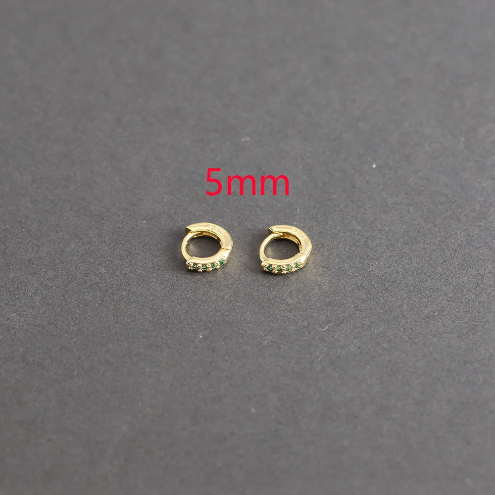 1 Pair Green Little Huggies Stainless Steel Hoop Earrings Tiny Rings