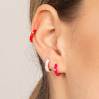 New Stainless Steel Round Hoop Earrings Colourful Crystal Zirconia