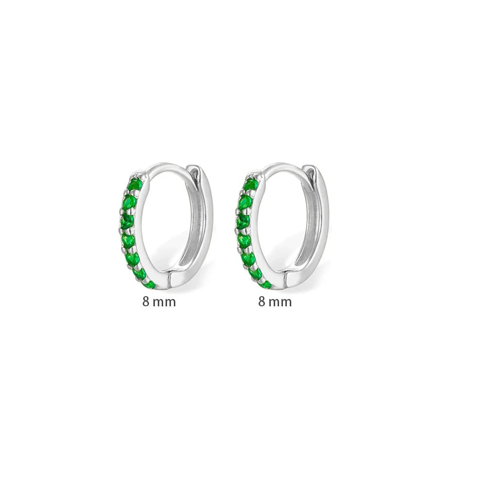 8mm Stainless Steel Minimal Hoop Earrings Zirconia Helix Tragus