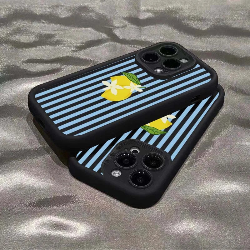 Lemon Cool Stripe Case for iPhone 17 16 15 14 13 12 11 Pro Max XS XR 7 8 Plus