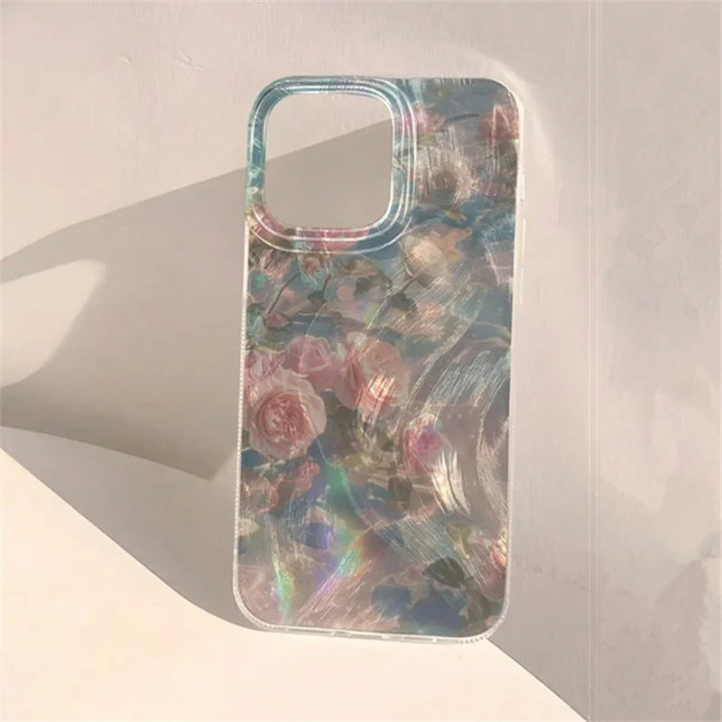 Floral Water Wave Case for Samsung A16 A15 A35 A55 S25 S24 S23 S22 Ultra FE