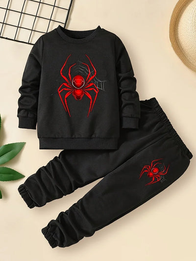 Boys Spiderman Print Sweatshirt & Pants 2pc Suit Kids Long Sleeve Set