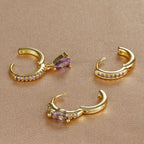 3PCS Cubic Zirconia Water Drop Hanging Earrings Round Dangle Set
