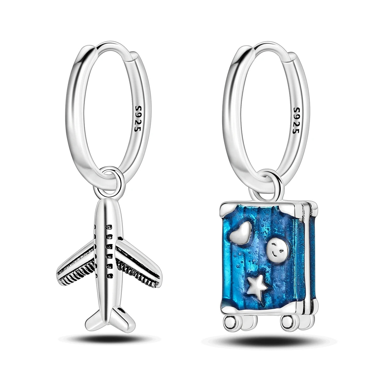 925 Sterling Silver Asymmetric Key Lock Drop Earrings Trendy Jewellery Gift