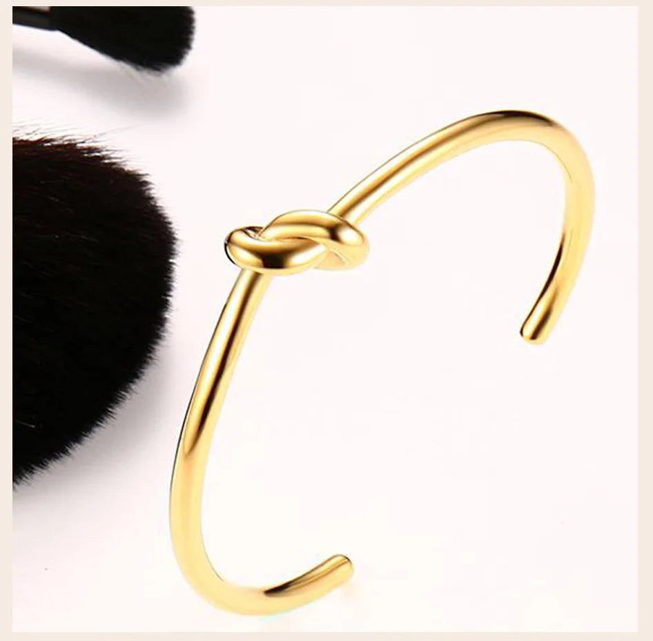 Trendy Round Circular Open Knot Cuff Bangle Bracelets For Women Elegant GoldColor Jewelry Noeud Armband Pulseiras