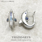 Cute Dolphin Hoop Earrings 925 Sterling Silver Lucky Gift Women