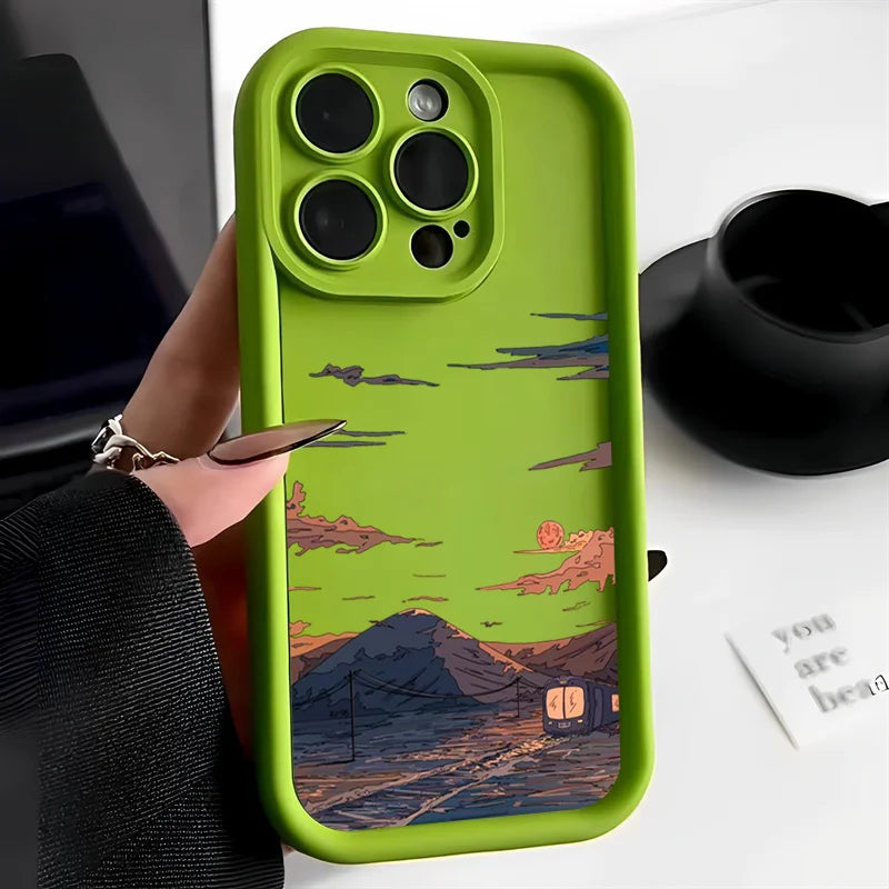Mountain Cloud Silicon Case for iPhone 17 16 15 14 13 12 11 Pro Max Plus Air