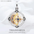 Star & Moon Golden Pendant Necklace 925 Sterling Silver Lucky Jewellery Gift