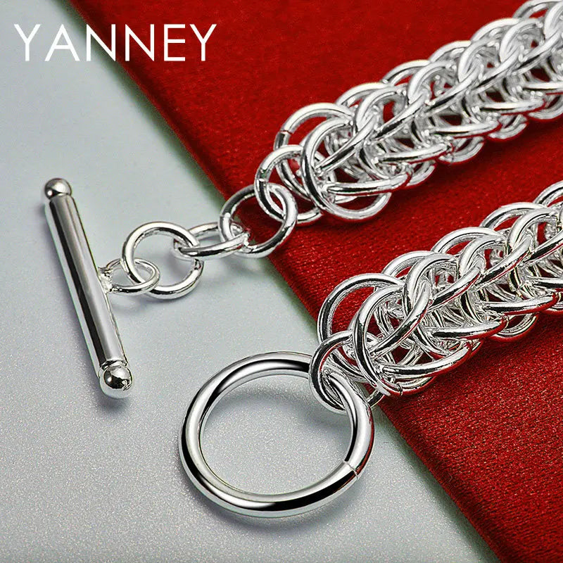 925 Sterling Silver 8-inch Braided Bracelet Men Women Wedding Jewellery Gift