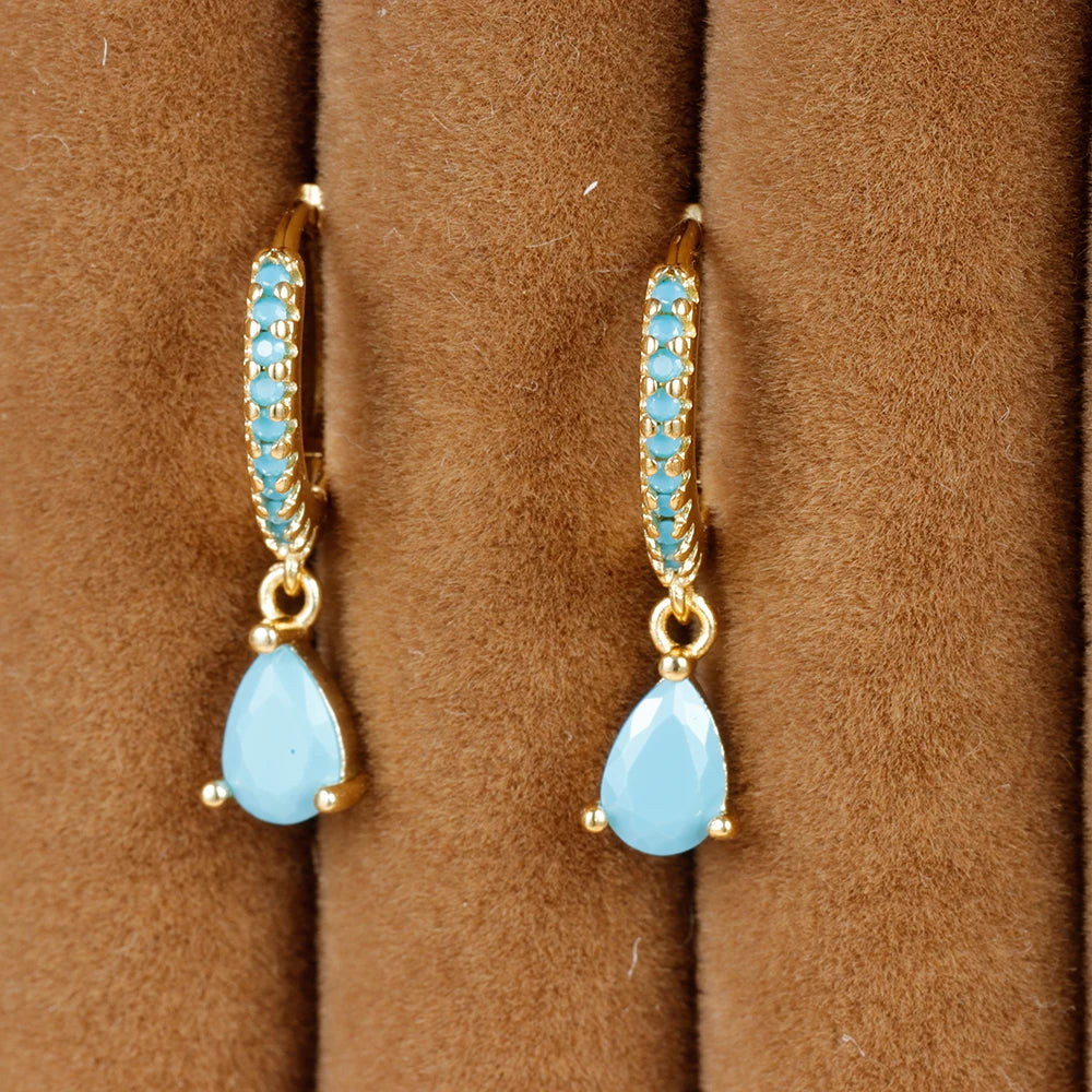 New Design Stainless Steel Small Hoop Earring Colourful Zirconia