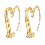 925 Sterling Silver Elegant Golden French Organ Hoop Earrings Trendy Jewellery