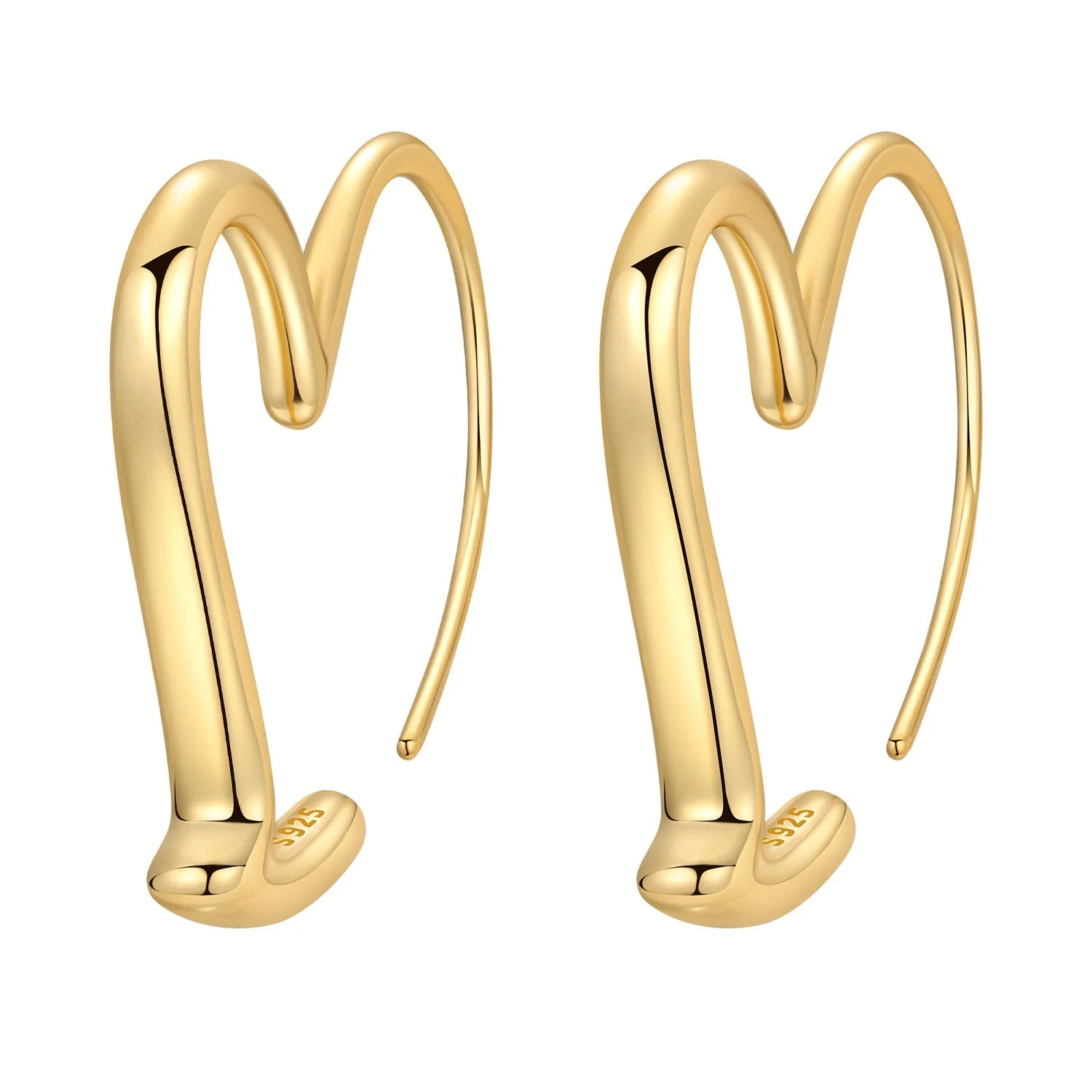 925 Sterling Silver Star Moon Heart Shape Versatile Hoop Earrings Fine Gift