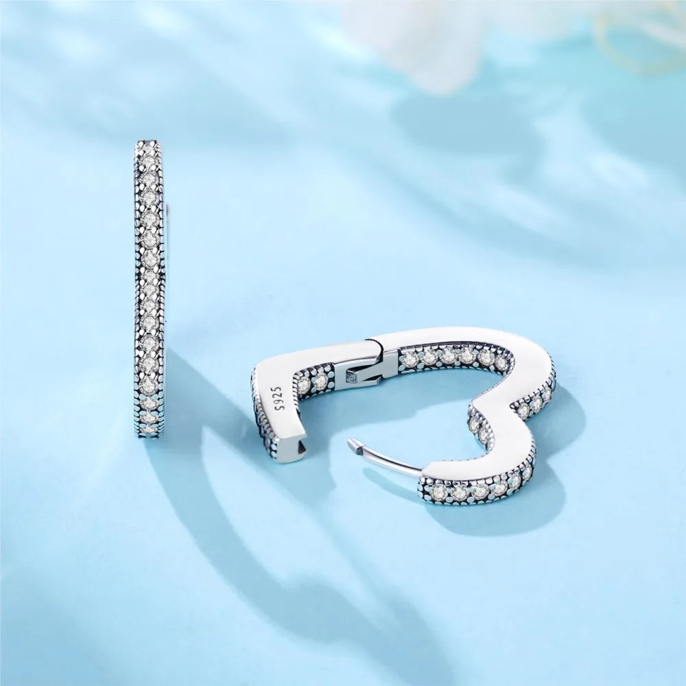 925 Sterling Silver Exquisite Heart-shaped Versatile Hoop Earrings Birthday Gift