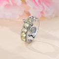 Luxury Female Lake Blue Yellow Black Pink Red Stone Round Dangle Rings For Women Silver Color Green Zircon Wedding Bands Jewelry