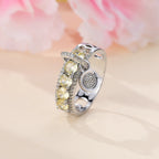 Luxury Female Lake Blue Yellow Black Pink Red Stone Round Dangle Rings For Women Silver Color Green Zircon Wedding Bands Jewelry
