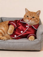 Plush Pet Pajamas Set Warm Breathable Dog Cat Sleepwear with Flower Accessory