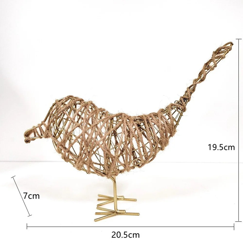 Iron Bird Figurines Nordic Abstract Statue Animal Home Decoration Accessories