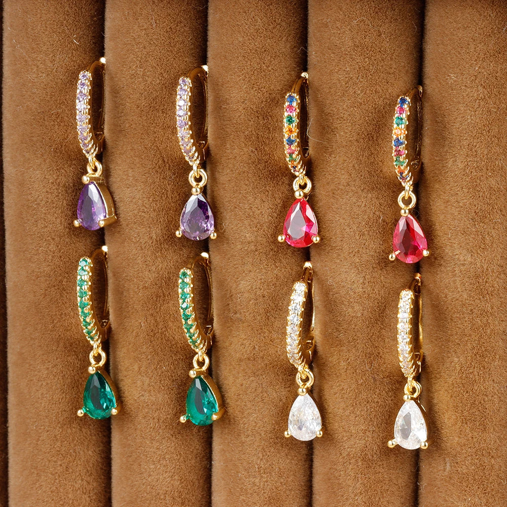New Design Stainless Steel Small Hoop Earring Colourful Zirconia