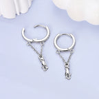 925 Sterling Silver Tassel Zircon Ear Studs Sparkling Hoop Earrings Gift