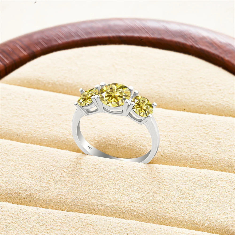 Total 4 carat moissanite ring D Color VVS1 EX Round Moissanite Ring 925 Sterling Silver Eternity Ring Women Engagement Wedding