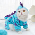 Dinosaur Plush Pet Costume 4-Leg Jumpsuit Flannel Cosplay Party Outfit