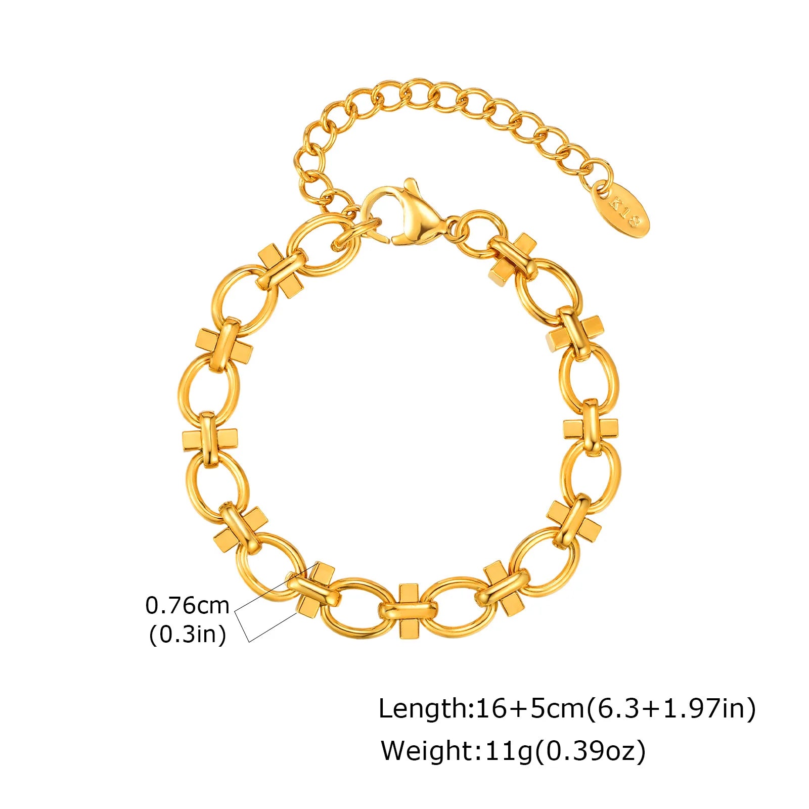 316L Stainless Steel Chunky Chain Bracelet for Women, 18k Gold Plated Waterproof Stackable Jewelry
