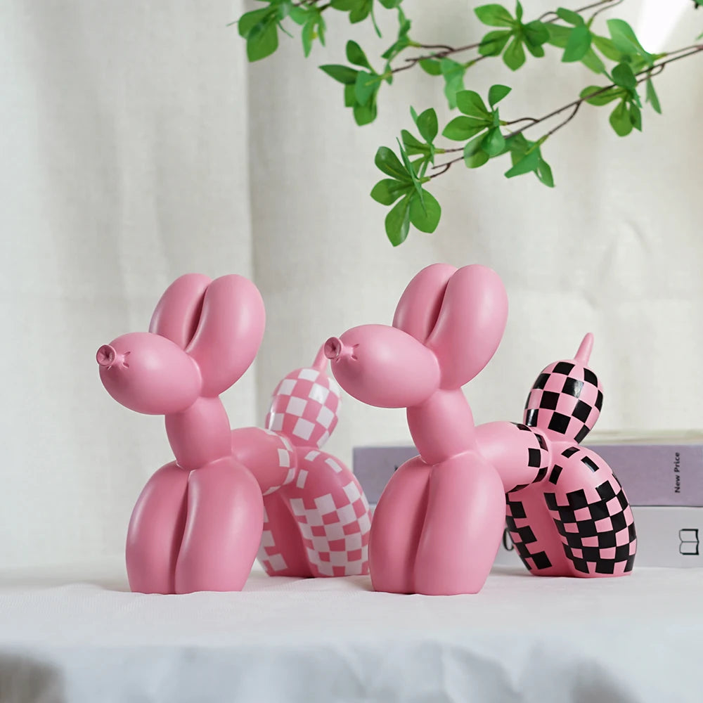 Orange Pink Balloon Dog Statues Decorative Figurines Living Room Bookshelf Office Pop