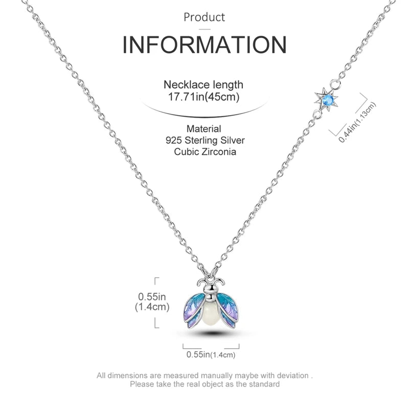 925 Sterling Silver Luminous Firefly Heart Shaped Zircon Pendant Necklace For Women Fashion Anniversary Birthday Jewelry Gifts