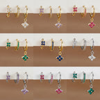 3PCS Trendy Stainless Steel Flower Drop Earring Set Zirconia Dangle