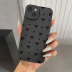 Black Bow Phone Case for iPhone 16 15 14 13 12 11 Pro Max SE