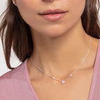 Pink Stone Necklace & Earring Jewellery Set 925 Sterling Silver Romantic Gift