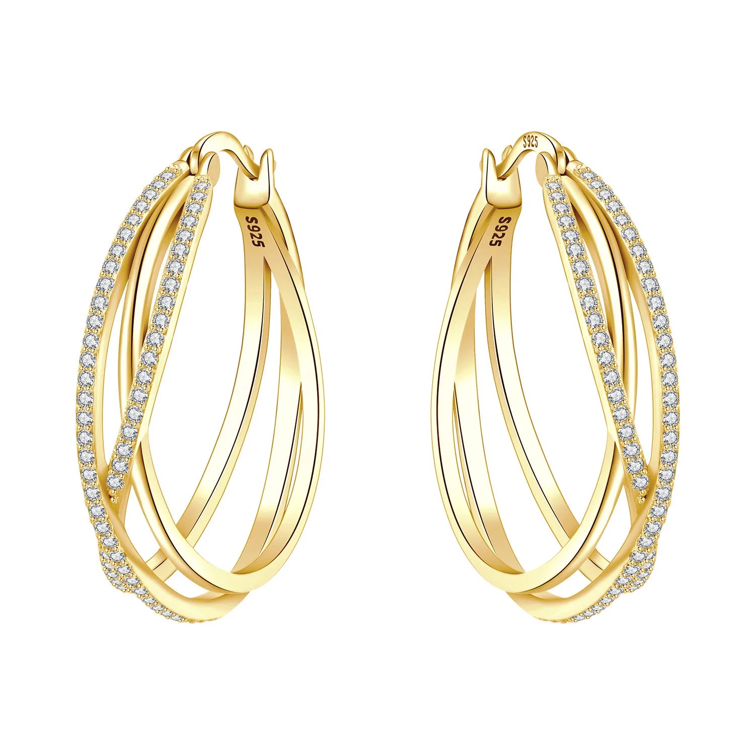 925 Sterling Silver Curve Weaving Large Circle Versatile Hoop Earrings Gift