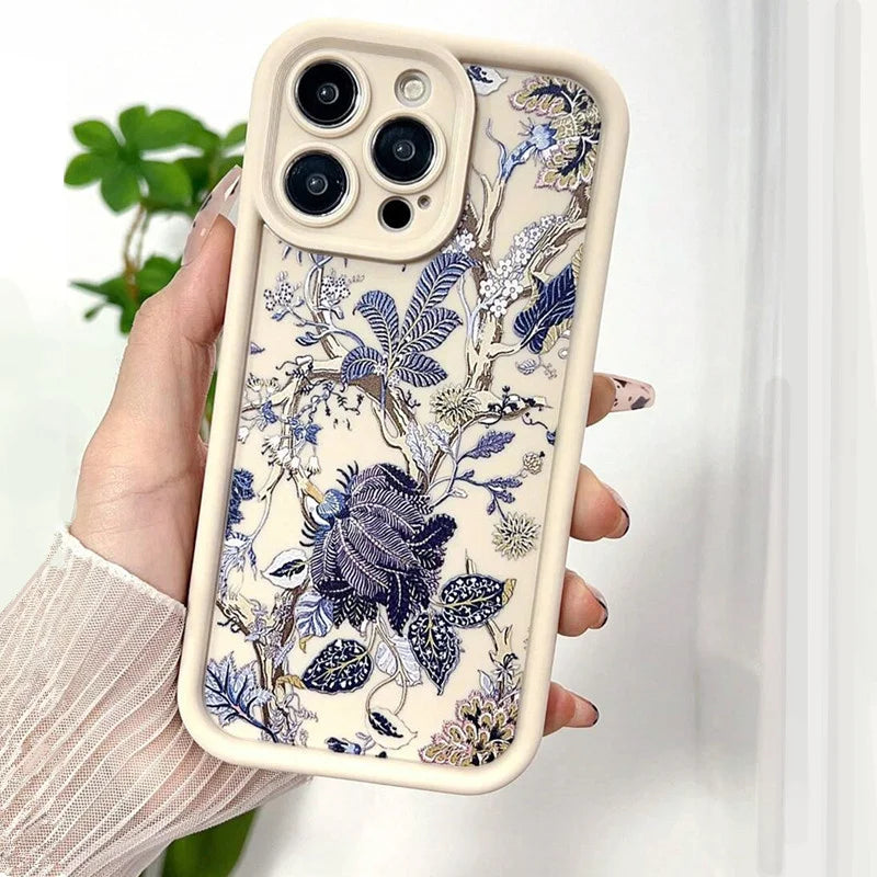 Summer Leaf Pattern Case for iPhone 16 15 14 13 12 11 Pro Max XR XS 7 8 SE