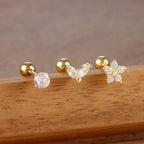 3PCS Stainless Steel Horse Eye Zircon Flowers Cartilage Piercing